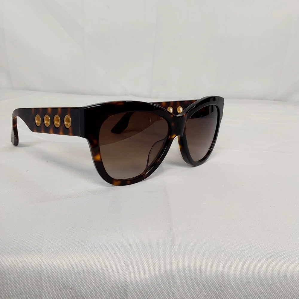 MCQ Alexander McQueen Cat Eye Sunglasses MQ0021SA 003 Tortoise Grommet Accents - Picture 3 of 12